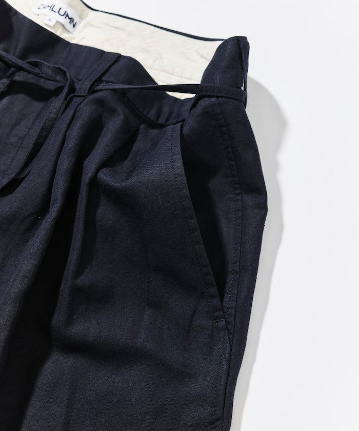 CAHLUMN Cotton Linen 2 Tuck Chino Shorts / 棉麻雙摺錐形短褲