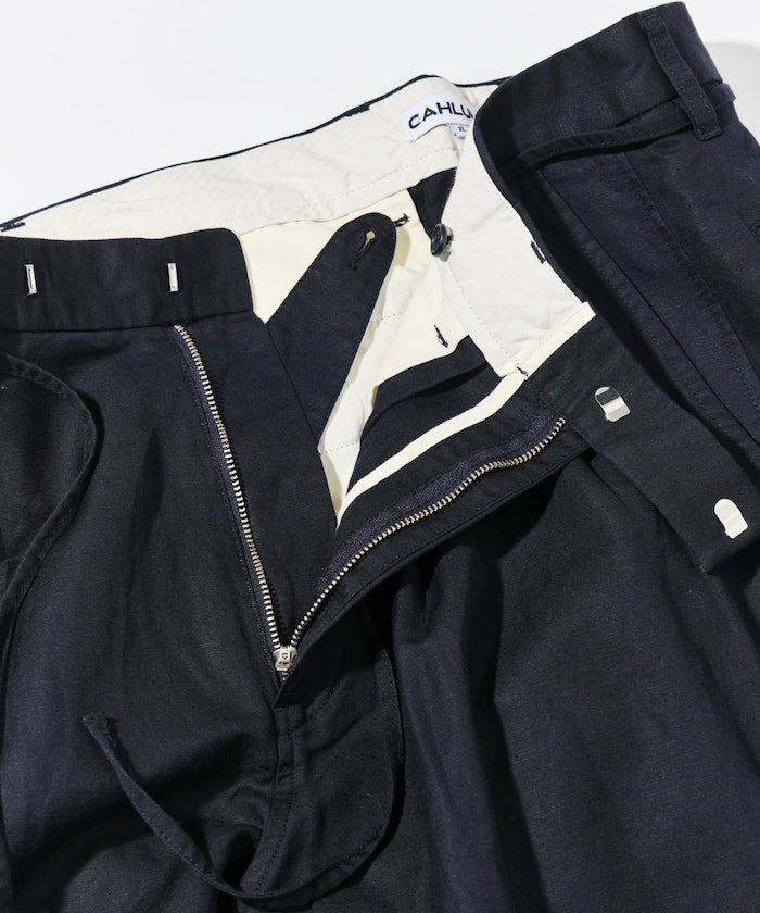 CAHLUMN Cotton Linen 2 Tuck Chino Pant / 棉麻雙褶長褲