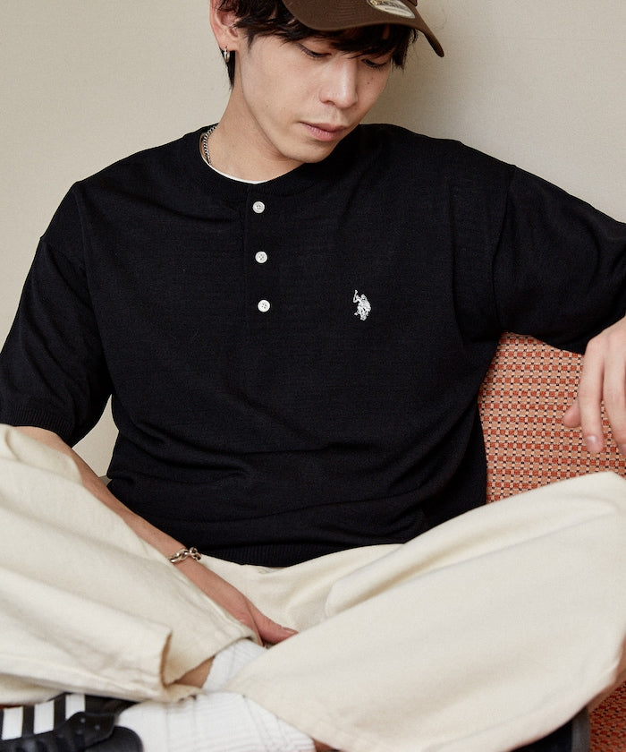 U.S. POLO ASSN. / 亨利領涼感針織 短袖T恤
