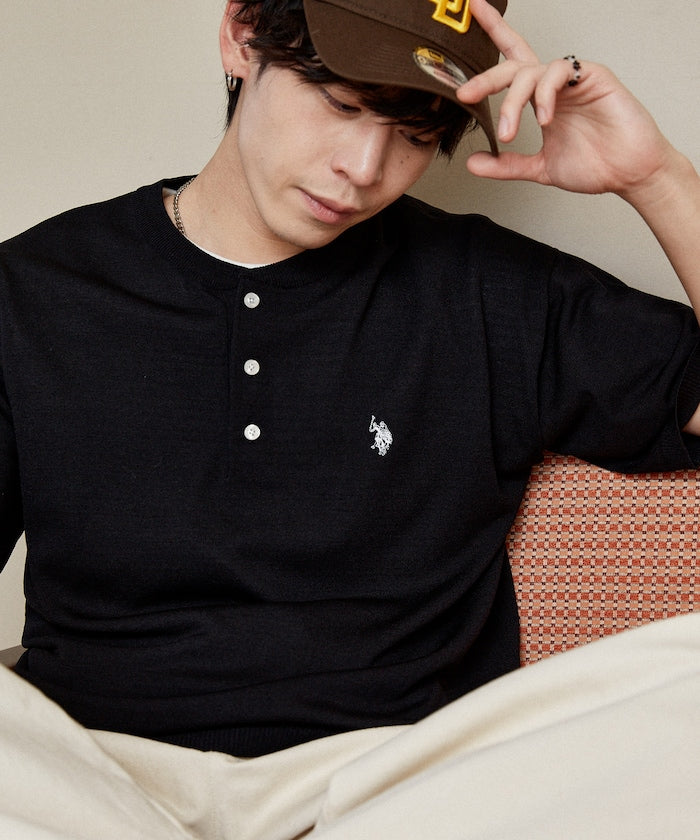 U.S. POLO ASSN. / 亨利領涼感針織 短袖T恤