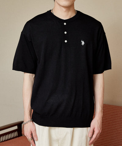 U.S. POLO ASSN. / 亨利領涼感針織 短袖T恤
