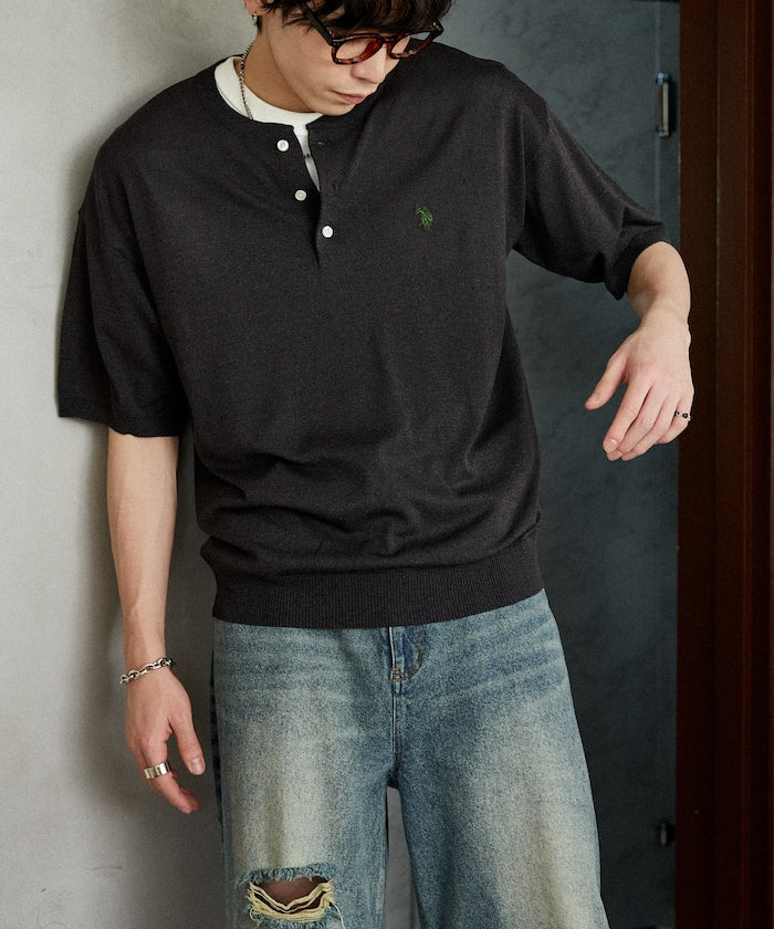 U.S. POLO ASSN. / 亨利領涼感針織 短袖T恤