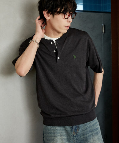 U.S. POLO ASSN. / 亨利領涼感針織 短袖T恤