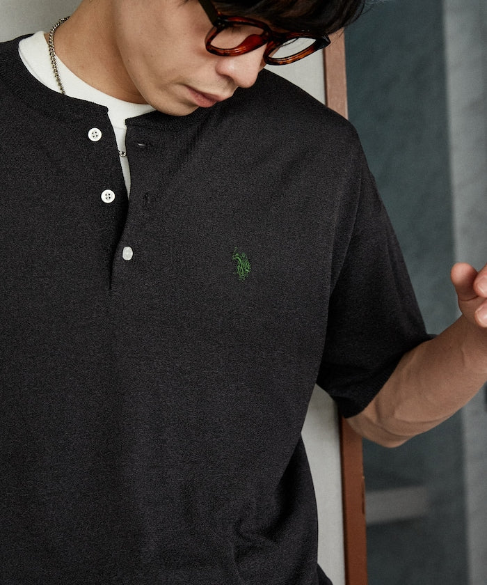 U.S. POLO ASSN. / 亨利領涼感針織 短袖T恤
