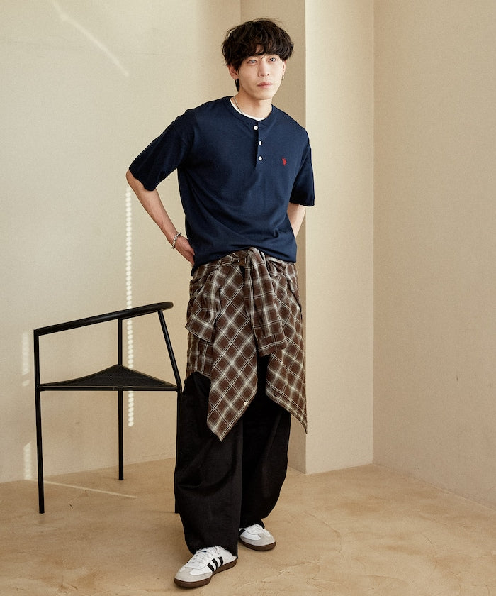 U.S. POLO ASSN. / 亨利領涼感針織 短袖T恤