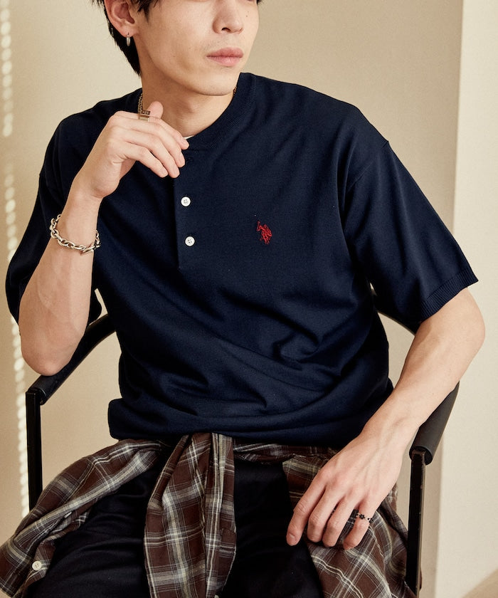 U.S. POLO ASSN. / 亨利領涼感針織 短袖T恤