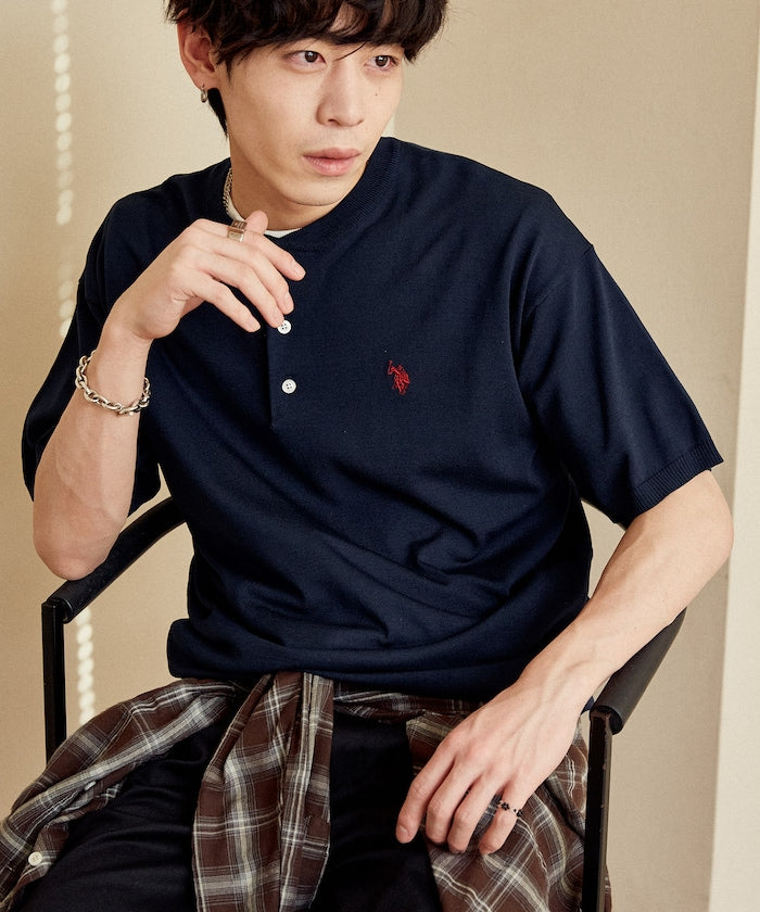 U.S. POLO ASSN. / 亨利領涼感針織 短袖T恤