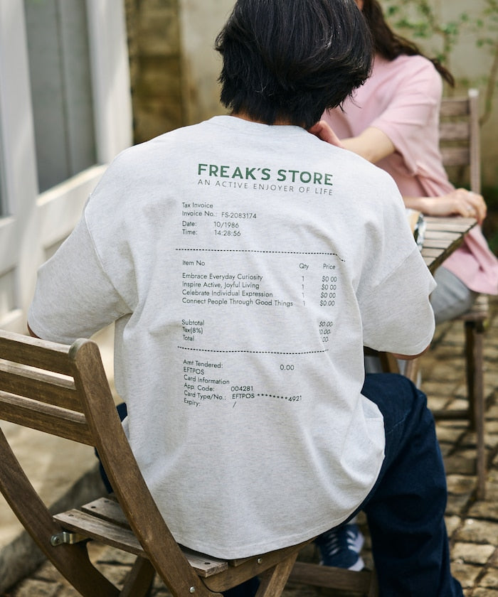 FREAK'S STORE / 收據圖像 背面印花 短袖T恤
