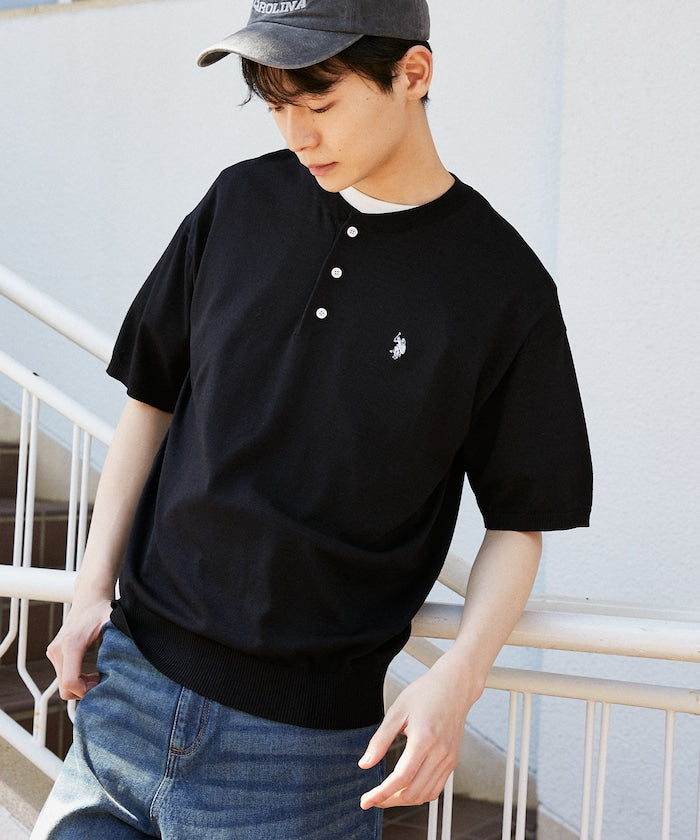 U.S. POLO ASSN. / 亨利領涼感針織 短袖T恤