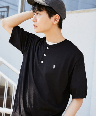 U.S. POLO ASSN. / 亨利領涼感針織 短袖T恤