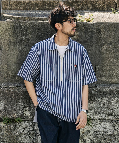 RED KAP × FREAK'S STORE / 半拉鍊雙口袋短袖工作 拉鏈半開襟衫