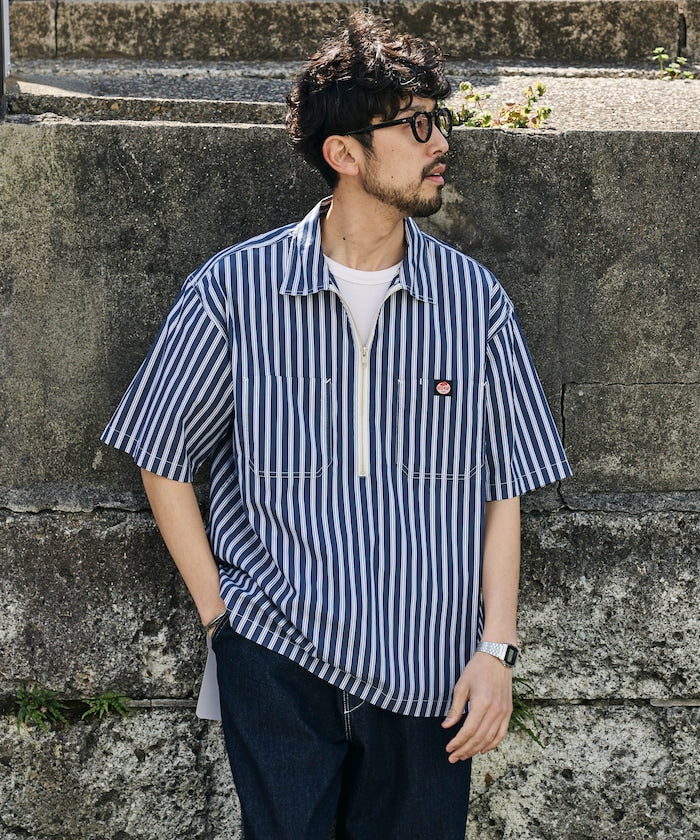 RED KAP × FREAK'S STORE / 半拉鍊雙口袋短袖工作 拉鏈半開襟衫