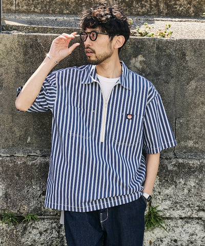 RED KAP × FREAK'S STORE / 半拉鍊雙口袋短袖工作 拉鏈半開襟衫