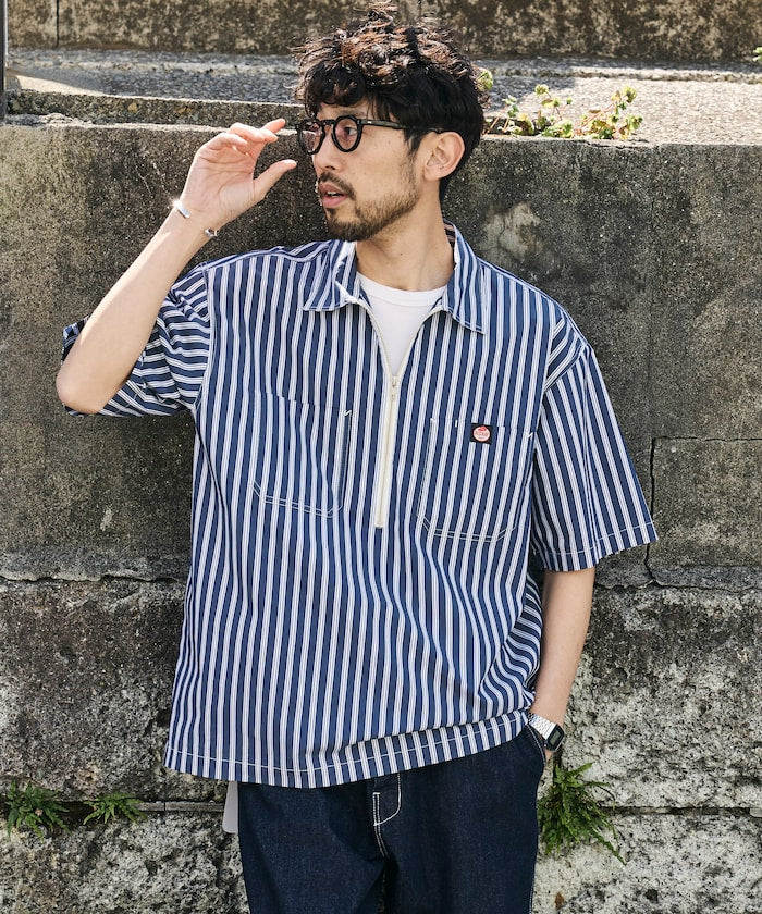 RED KAP × FREAK'S STORE / 半拉鍊雙口袋短袖工作 拉鏈半開襟衫