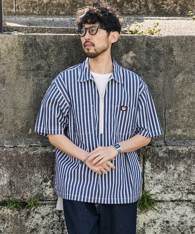 RED KAP × FREAK'S STORE / 半拉鍊雙口袋短袖工作 拉鏈半開襟衫