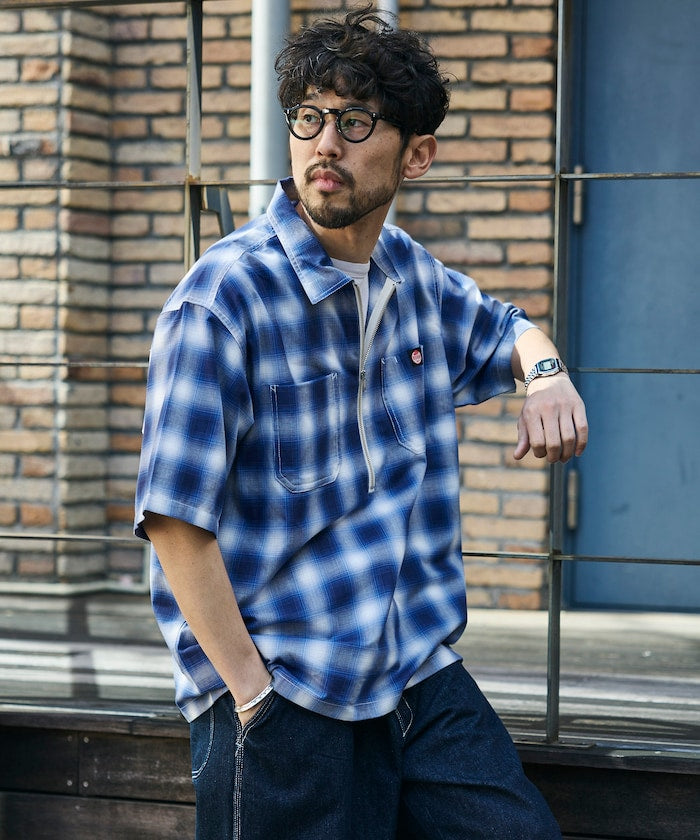 RED KAP × FREAK'S STORE / 半拉鍊雙口袋短袖工作 拉鏈半開襟衫