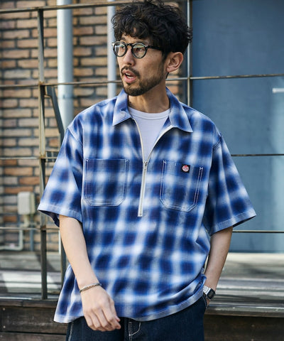 RED KAP × FREAK'S STORE / 半拉鍊雙口袋短袖工作 拉鏈半開襟衫