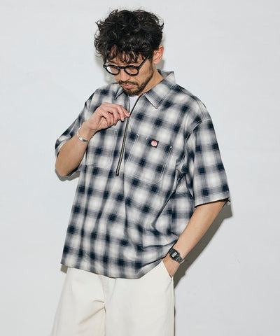 RED KAP × FREAK'S STORE / 半拉鍊雙口袋短袖工作 拉鏈半開襟衫