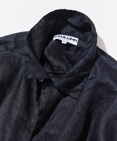CAHLUMN Linen Open Collar Long Sleeve Shirt / 亞麻開領長袖襯衫