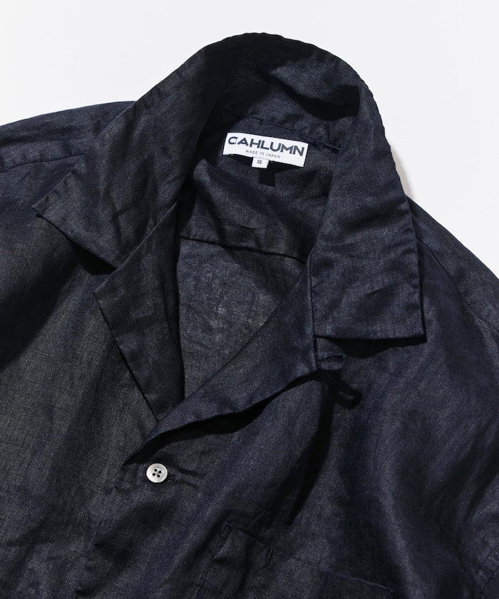CAHLUMN Linen Open Collar Long Sleeve Shirt / 亞麻開領長袖襯衫