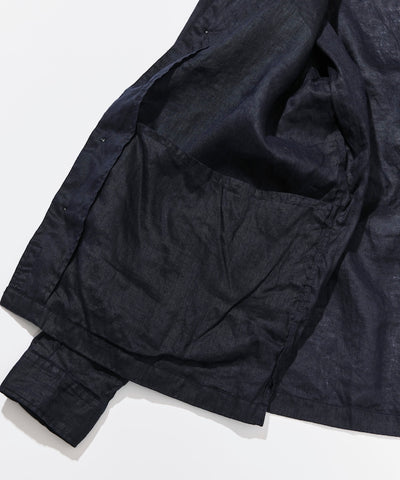 CAHLUMN Linen Open Collar Long Sleeve Shirt / 亞麻開領長袖襯衫