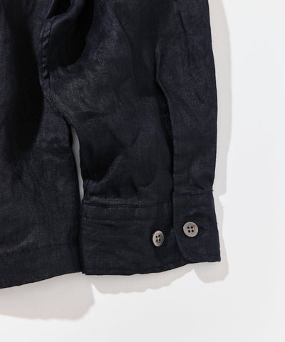 CAHLUMN Linen Open Collar Long Sleeve Shirt / 亞麻開領長袖襯衫
