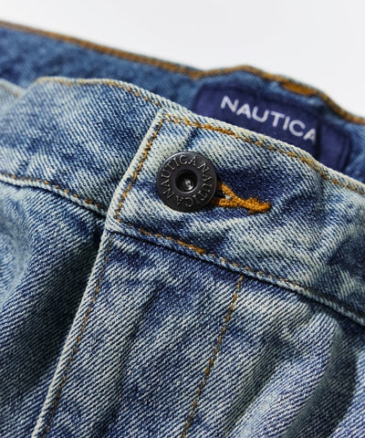 NAUTICA JP / 曲線剪裁 雙膝結構 丹寧短褲