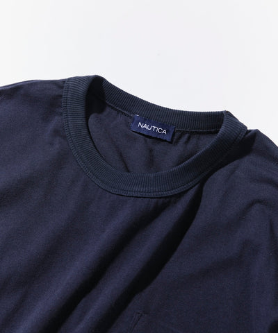 NAUTICA JP / 寬鬆剪裁 國旗刺繡 下擺抽繩 口袋T恤