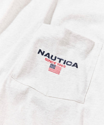 NAUTICA JP / 寬鬆剪裁 國旗刺繡 下擺抽繩 口袋T恤