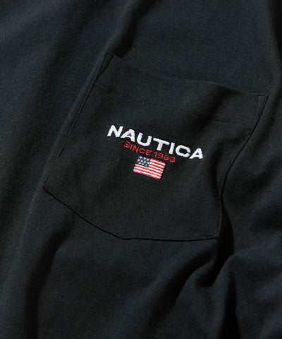 NAUTICA JP / 寬鬆剪裁 國旗刺繡 下擺抽繩 口袋T恤