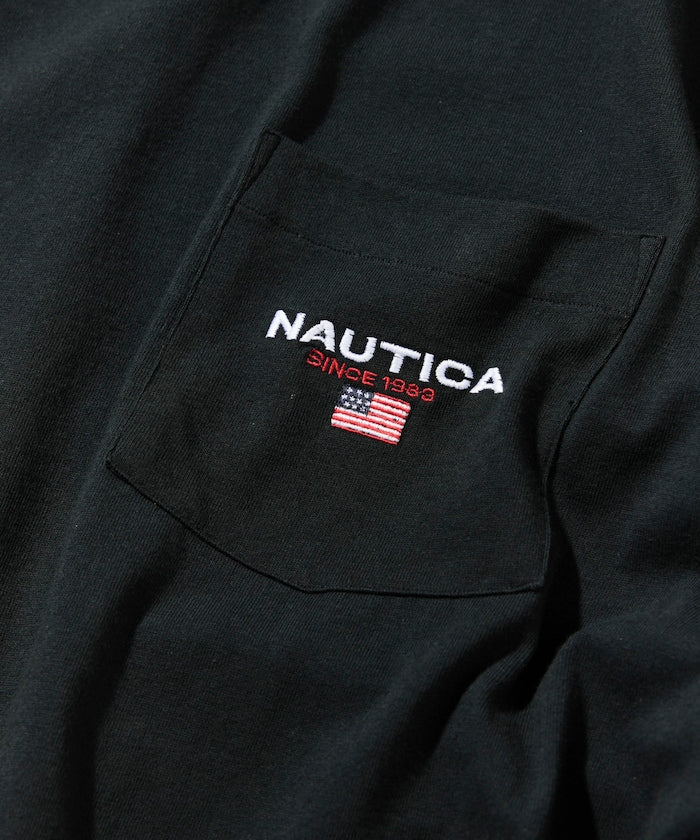 NAUTICA JP / 寬鬆剪裁 國旗刺繡 下擺抽繩 口袋T恤
