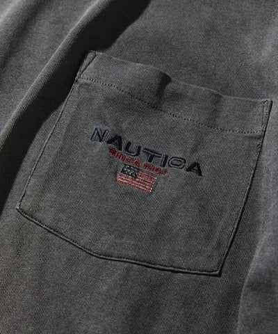 NAUTICA JP / 寬鬆剪裁 美式旗標 水洗染色 抽繩口袋T恤