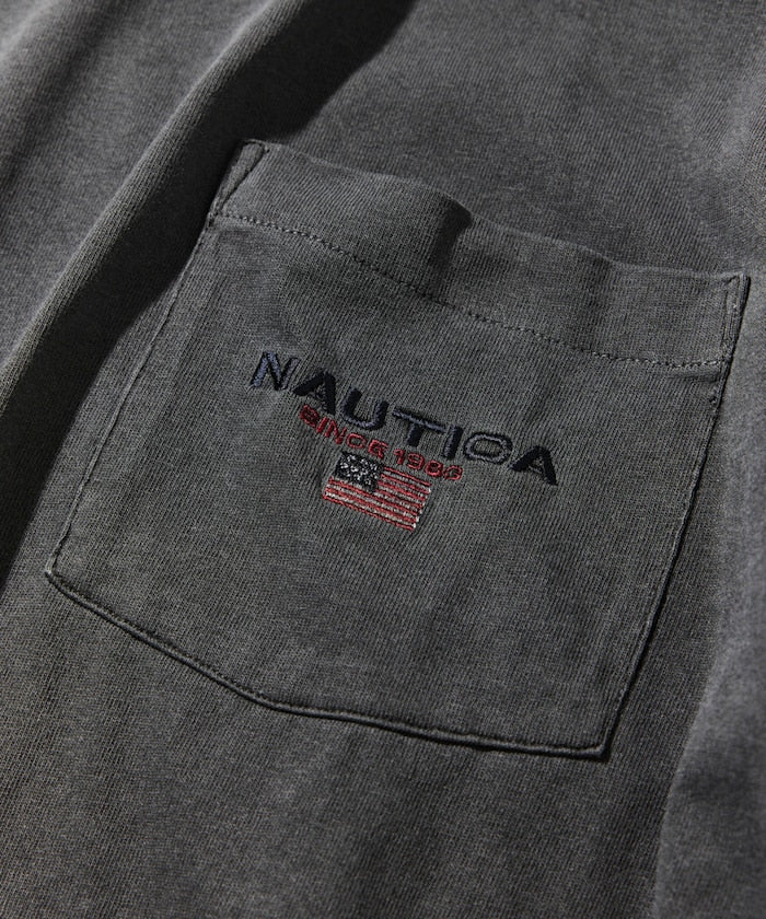 NAUTICA JP / 寬鬆剪裁 美式旗標 水洗染色 抽繩口袋T恤
