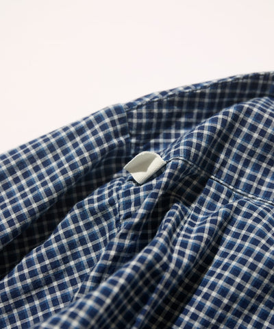 CAHLUMN Indigo Madras Check Pullover Stand Collar Shirt / 靛藍染格紋立領套頭襯衫