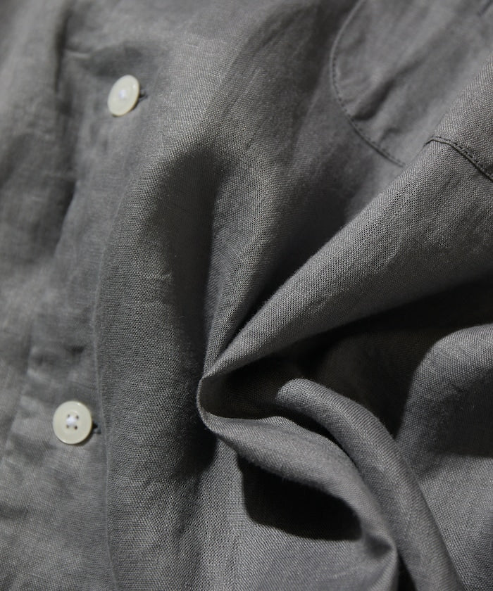 CAHLUMN Linen Open Collar Short Sleeve Shirt / 亞麻開領短袖襯衫