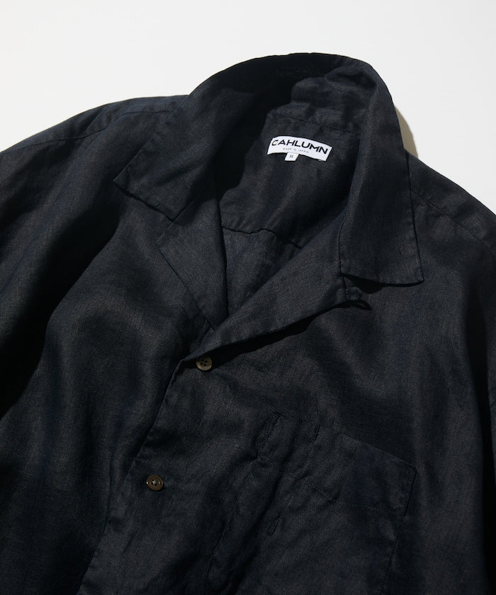 CAHLUMN Linen Open Collar Short Sleeve Shirt / 亞麻開領短袖襯衫