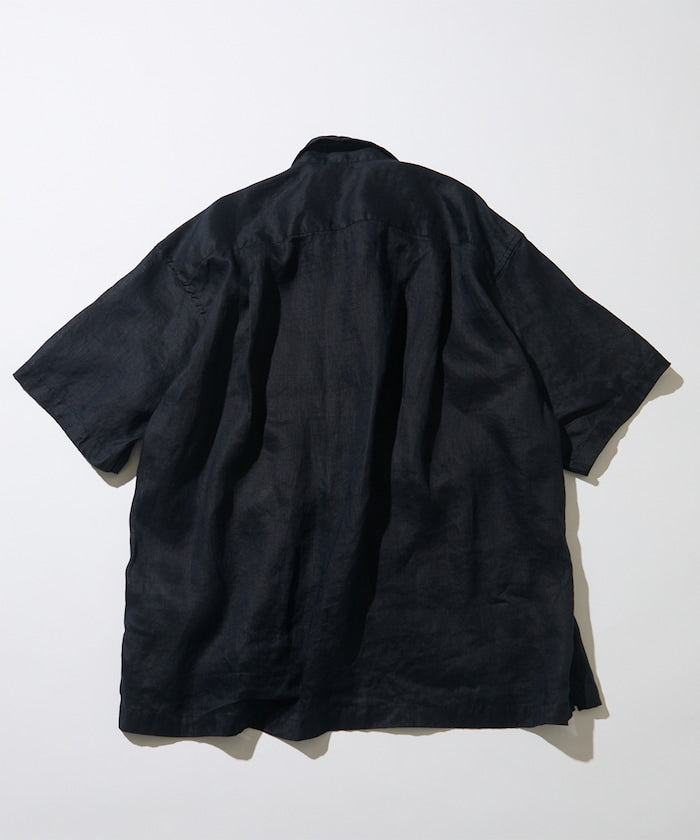 CAHLUMN Linen Open Collar Short Sleeve Shirt / 亞麻開領短袖襯衫