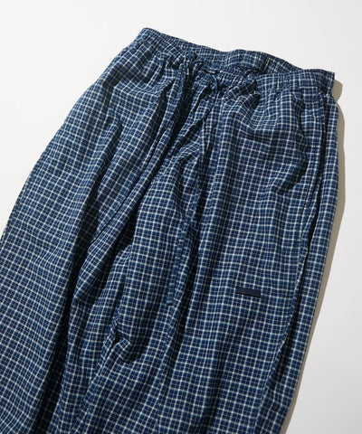 CAHLUMN Indigo Madras Check Easy Pant / 靛藍染馬德拉斯格紋寬鬆長褲