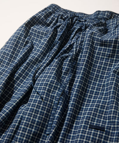 CAHLUMN Indigo Madras Check Easy Pant / 靛藍染馬德拉斯格紋寬鬆長褲