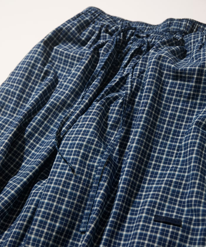 CAHLUMN Indigo Madras Check Easy Pant / 靛藍染馬德拉斯格紋寬鬆長褲