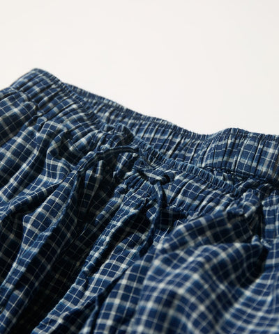 CAHLUMN Indigo Madras Check Easy Pant / 靛藍染馬德拉斯格紋寬鬆長褲