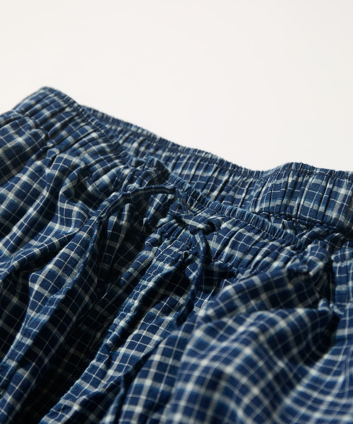 CAHLUMN Indigo Madras Check Easy Pant / 靛藍染馬德拉斯格紋寬鬆長褲