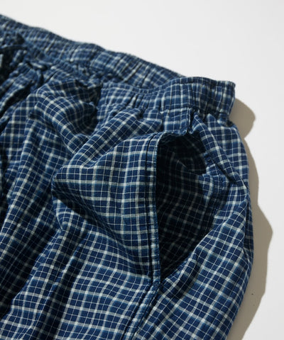 CAHLUMN Indigo Madras Check Easy Pant / 靛藍染馬德拉斯格紋寬鬆長褲