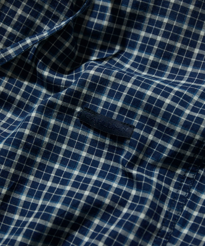 CAHLUMN Indigo Madras Check Cropped Easy Pant / 靛藍染格紋九分寬版長褲
