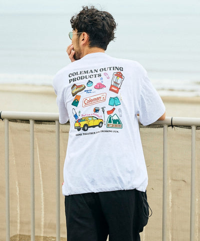 Coleman × FREAK'S STORE / 露營插畫抽繩短袖T恤