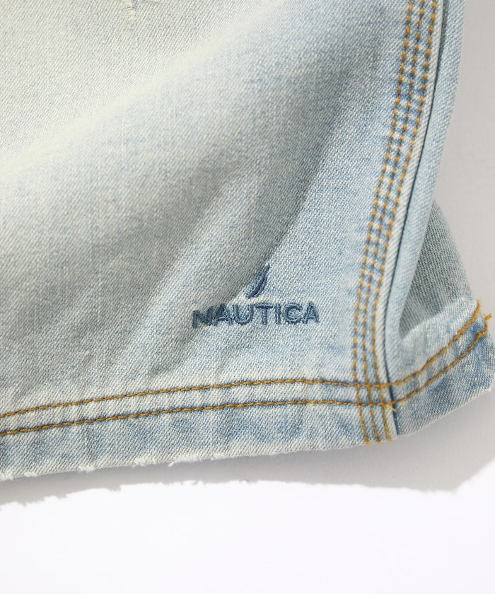 NAUTICA JP / 弧形剪裁 雙膝工裝牛仔短褲