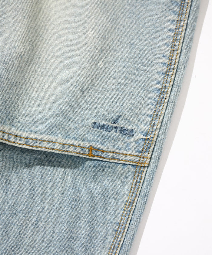 NAUTICA JP / 弧形剪裁 雙膝工裝牛仔長褲