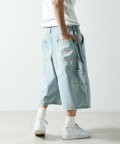 NAUTICA JP / 弧形剪裁 雙膝工裝牛仔短褲