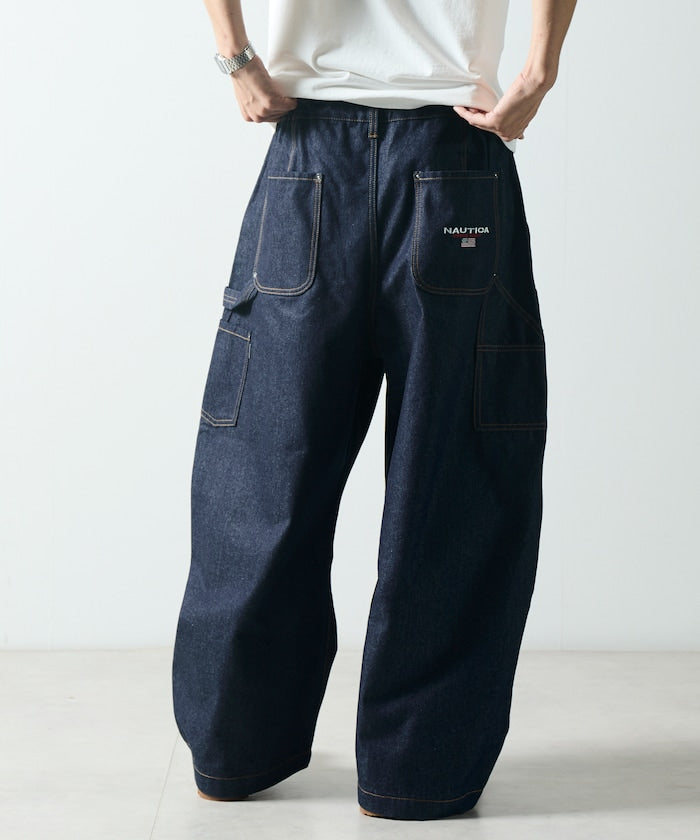 NAUTICA JP / 弧形剪裁 雙膝工裝牛仔長褲