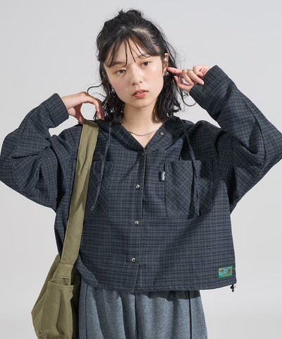 Foxfire × FREAK'S STORE／女裝 連帽格紋法蘭絨襯衫（日本聯名限定）
